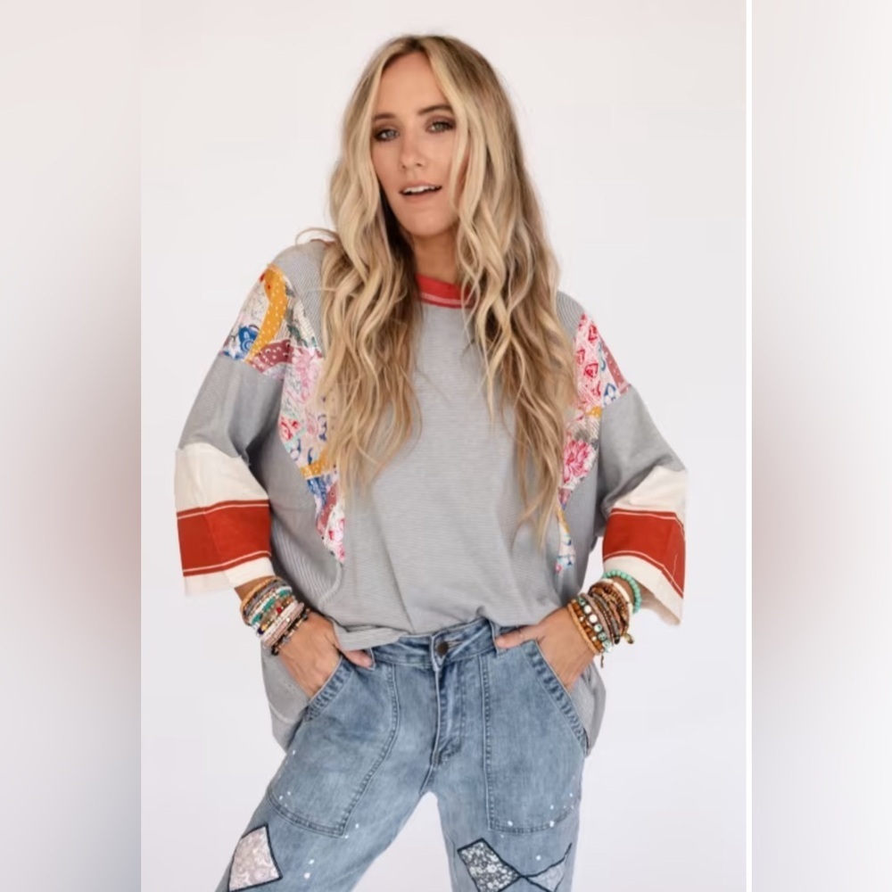 EASEL MIX N MATCH STRIPE T-SHIRT oversized size s